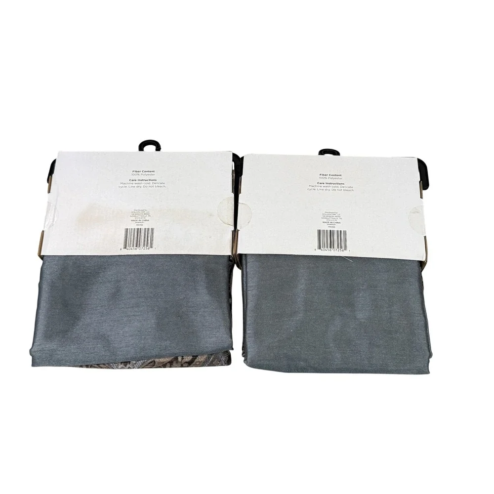 Comfort Bay Riviera 5 Piece Window Set Grey Gold‎ Damask 54 x 84 2 Pack